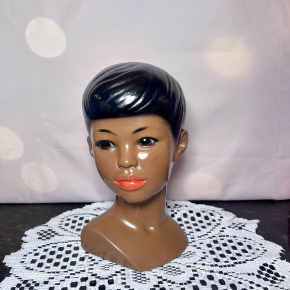 Vintage Marwal Polynesian Lady Head Bust Chalkware - Picture 2 of 6